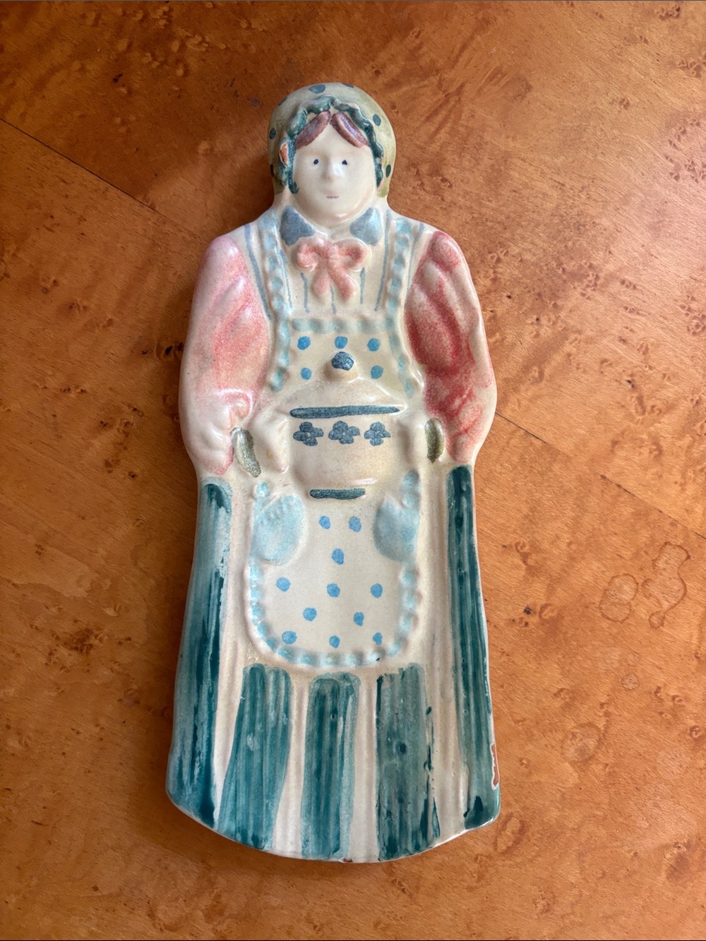 Italica ARS Hand-Painted Ceramic Maiden utensil rest or wall hanging